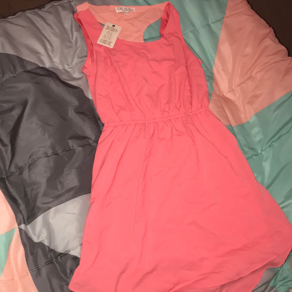 pink high low dress.